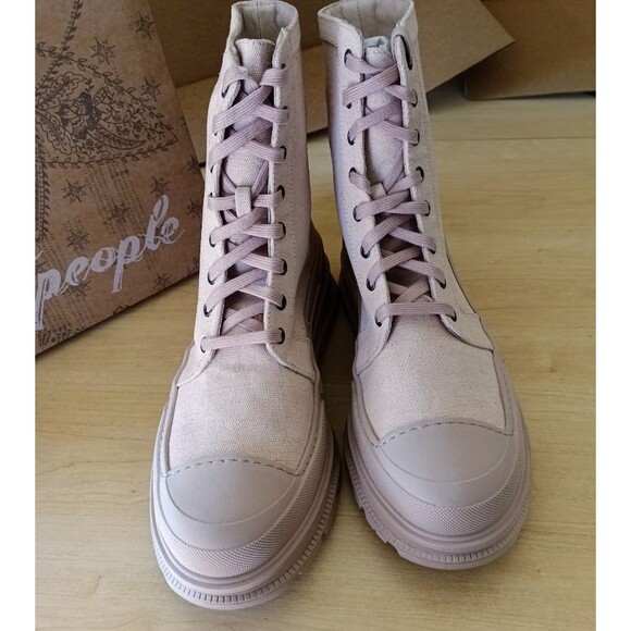 Free People Camp Out Canvas Lace Up Combat Boots Women's Size 10 EU 40 NIB - Picture 6 of 11